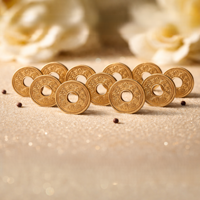 Copper Coin With Hole ( Set of 11 )