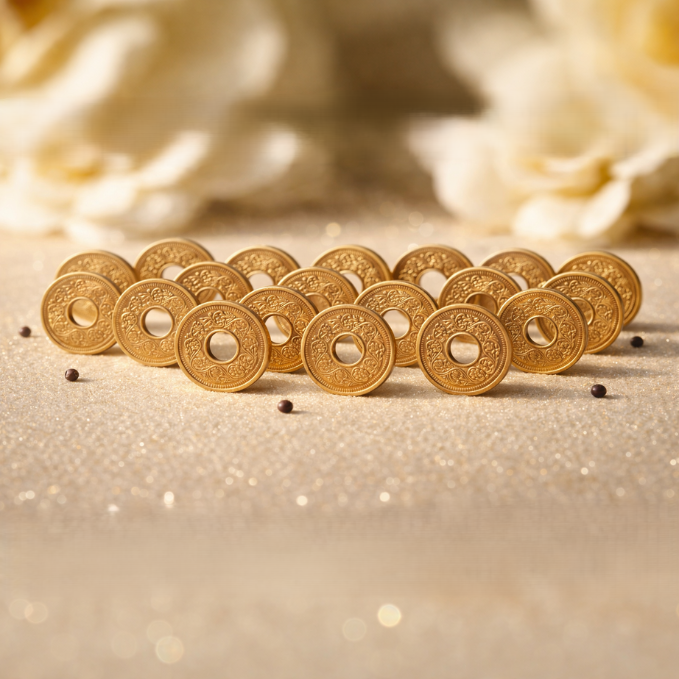 Copper Coin With Hole ( Set of 21 )