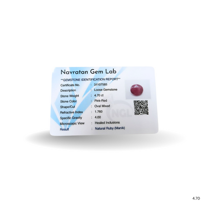 4.70 CARAT RUBY  (GRADE A)