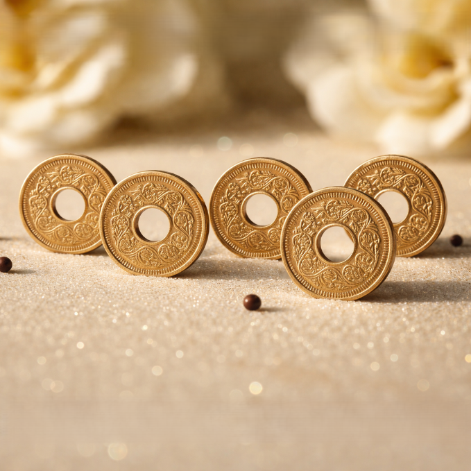 Copper Coin with Hole (Set of 5 )