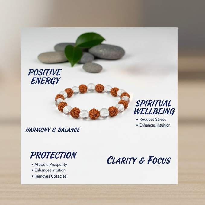 Rudraksh and Crystal Bracelet