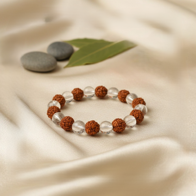 Rudraksh and Crystal Bracelet