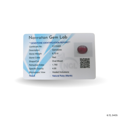 6.72 CARAT RUBY (GRADE A)