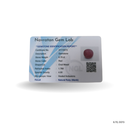 6.70 CARAT RUBY (GRADE A)